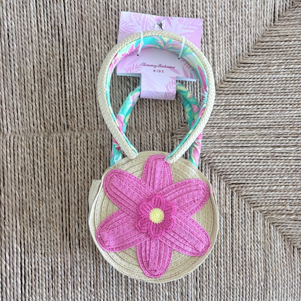 NWT Tommy Bahama Tropical Pink Flower‎ Girls Purse Headband Set Spring Wedding